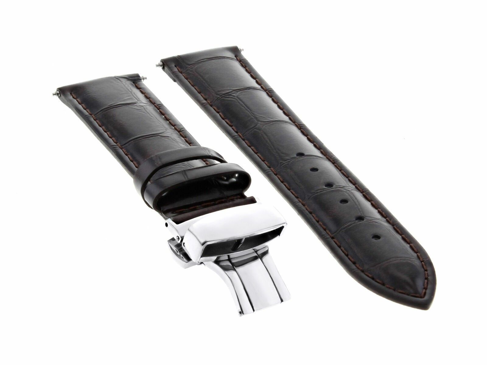 21MM LEATHER WATCH BAND STRAP DEPLOYMENT CLASP FOR ROLEX DEEPSEA DARK BROWN