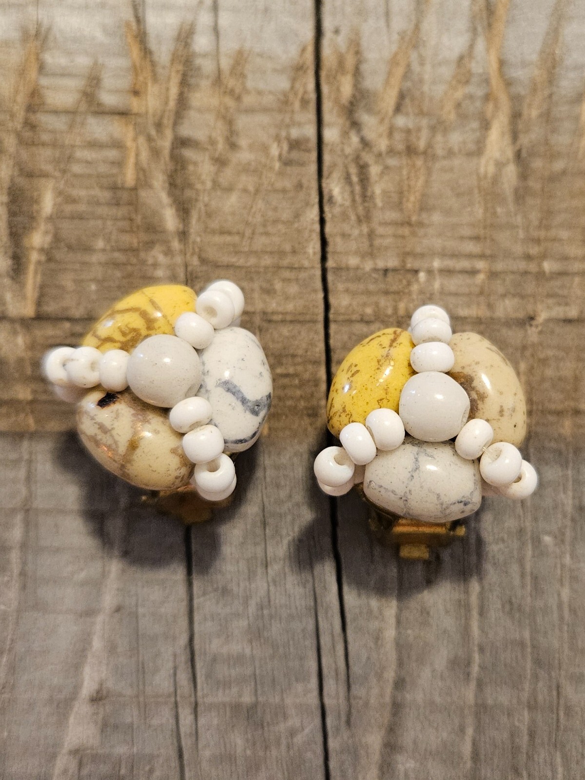 Vintage Beaded Clip On Earrings Statement Fashion Jewelry
