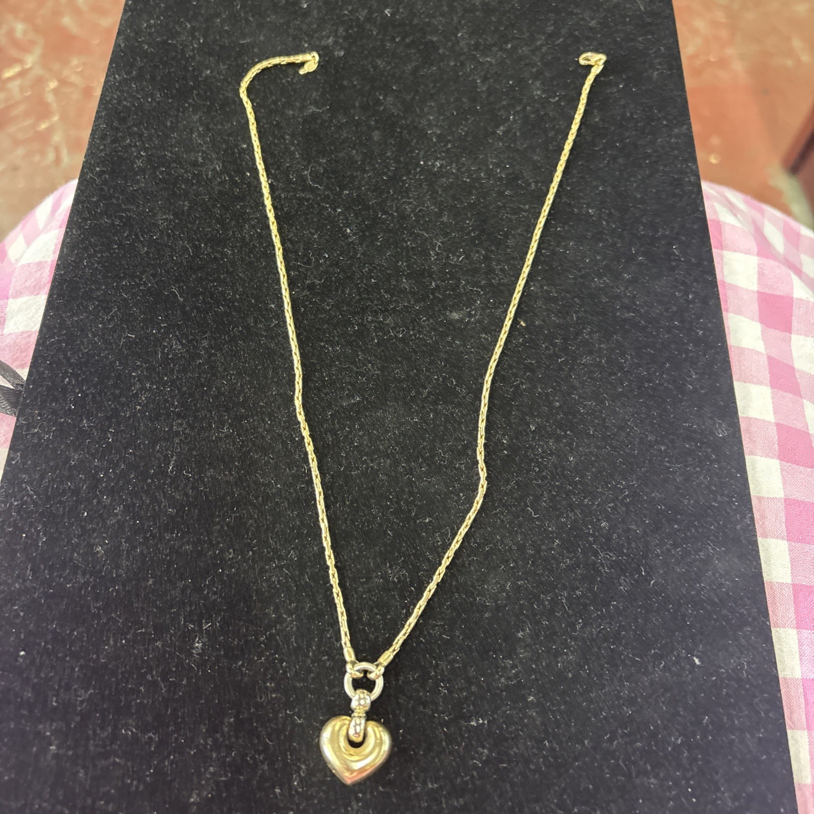 Estate 14K Yellow Gold Heart Pendant Necklace 1.7mm Wide 18 Inch Long 7.3 Grams