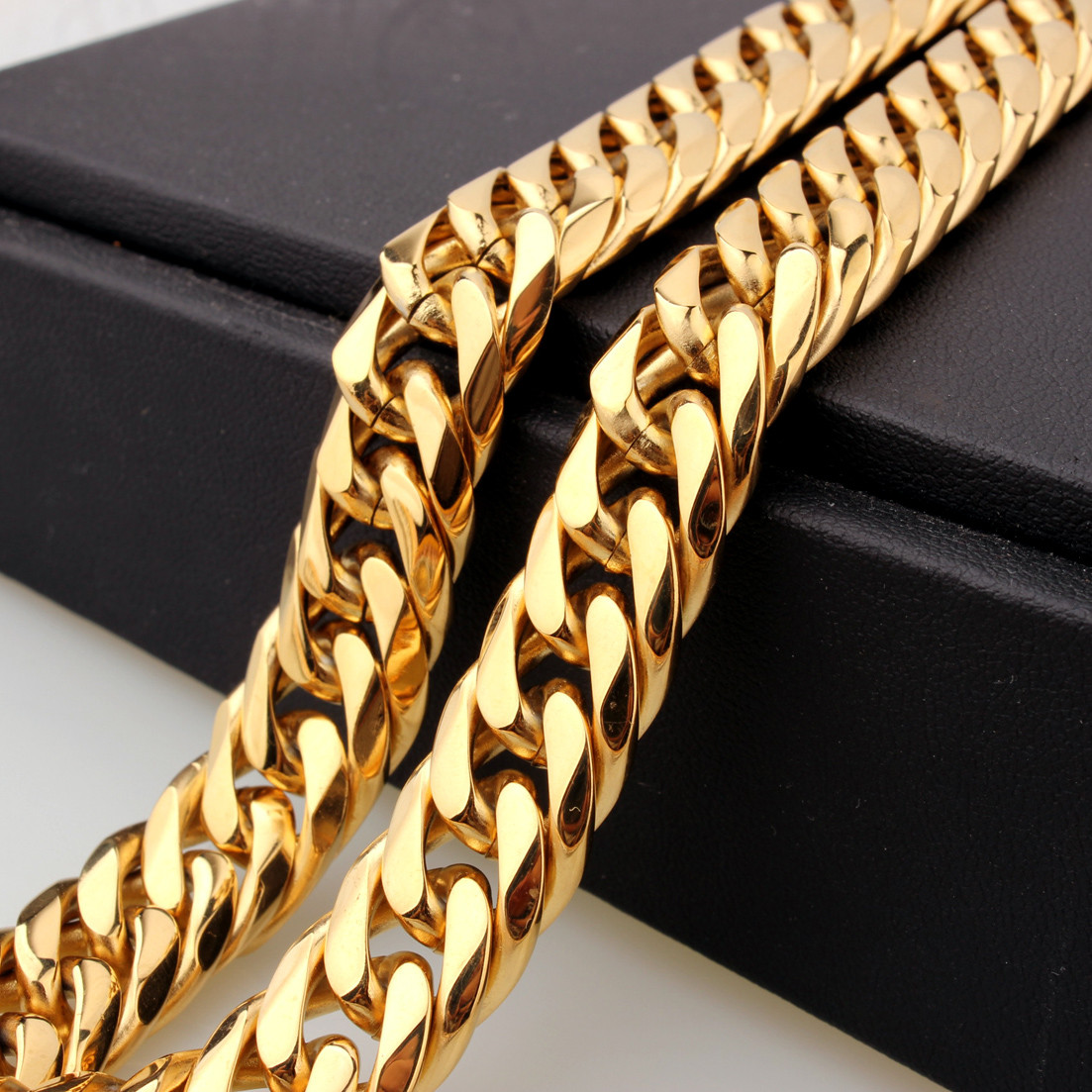 14k 24 in 6/8/10/12/14/16/18mm Gold plated Miami cuban link stainless steel
