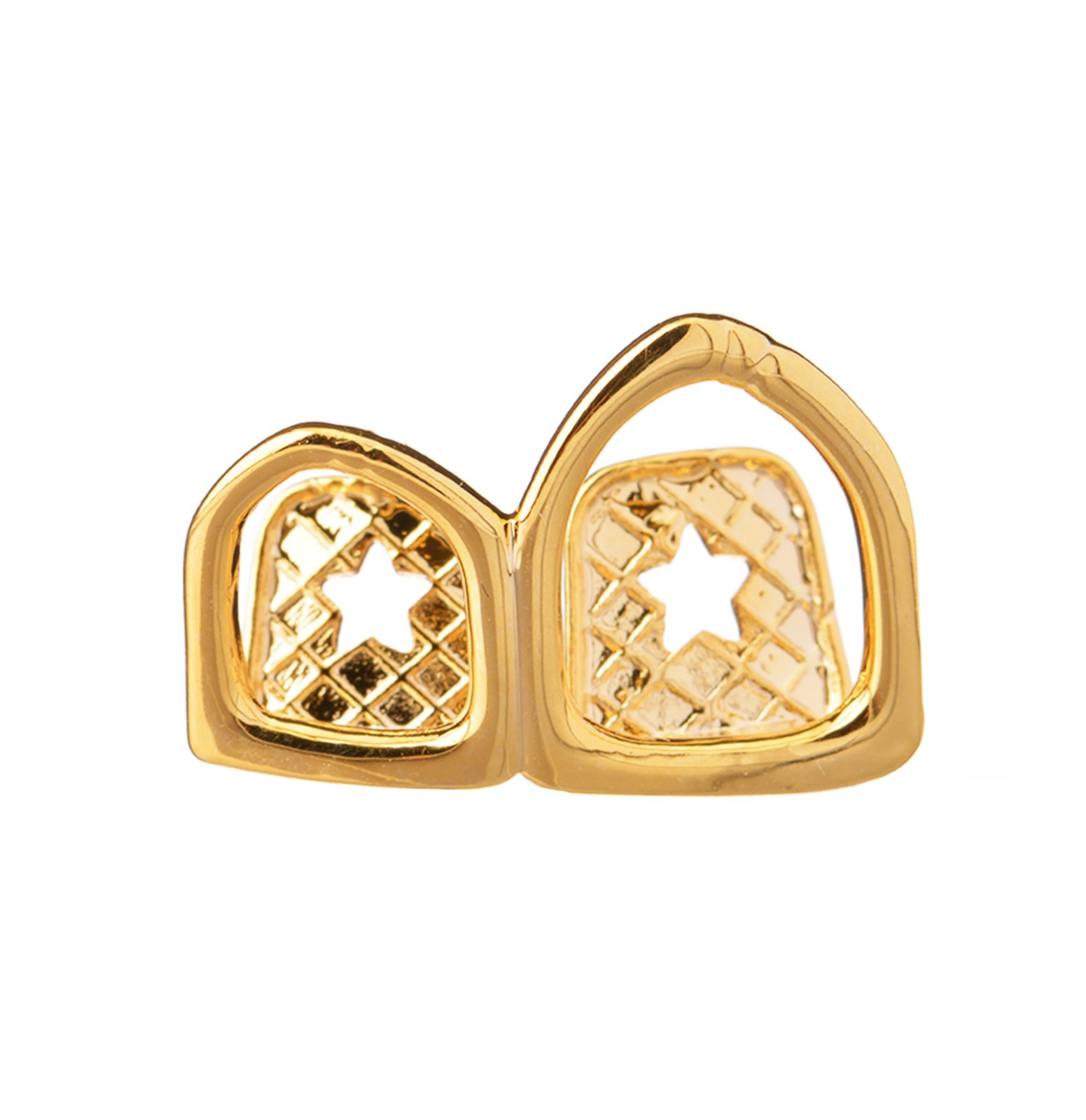 Hip Hop Gold Plated Open Grillz Right Side Top Bottom 2 Teeth Set LS20R 2F G