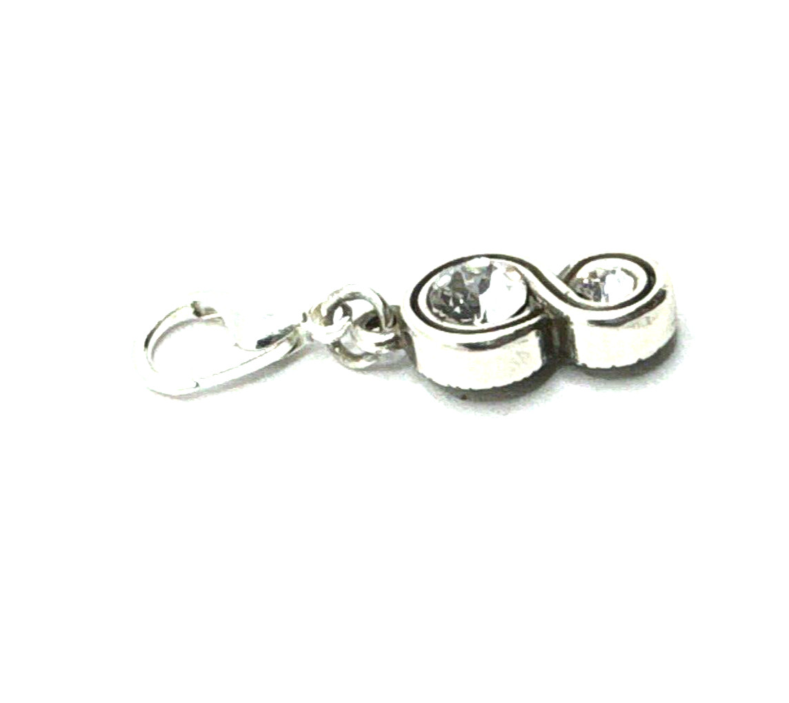 Brighton Infinity Figure Eight White Colorless Crystal Silver Custom Clip Charm