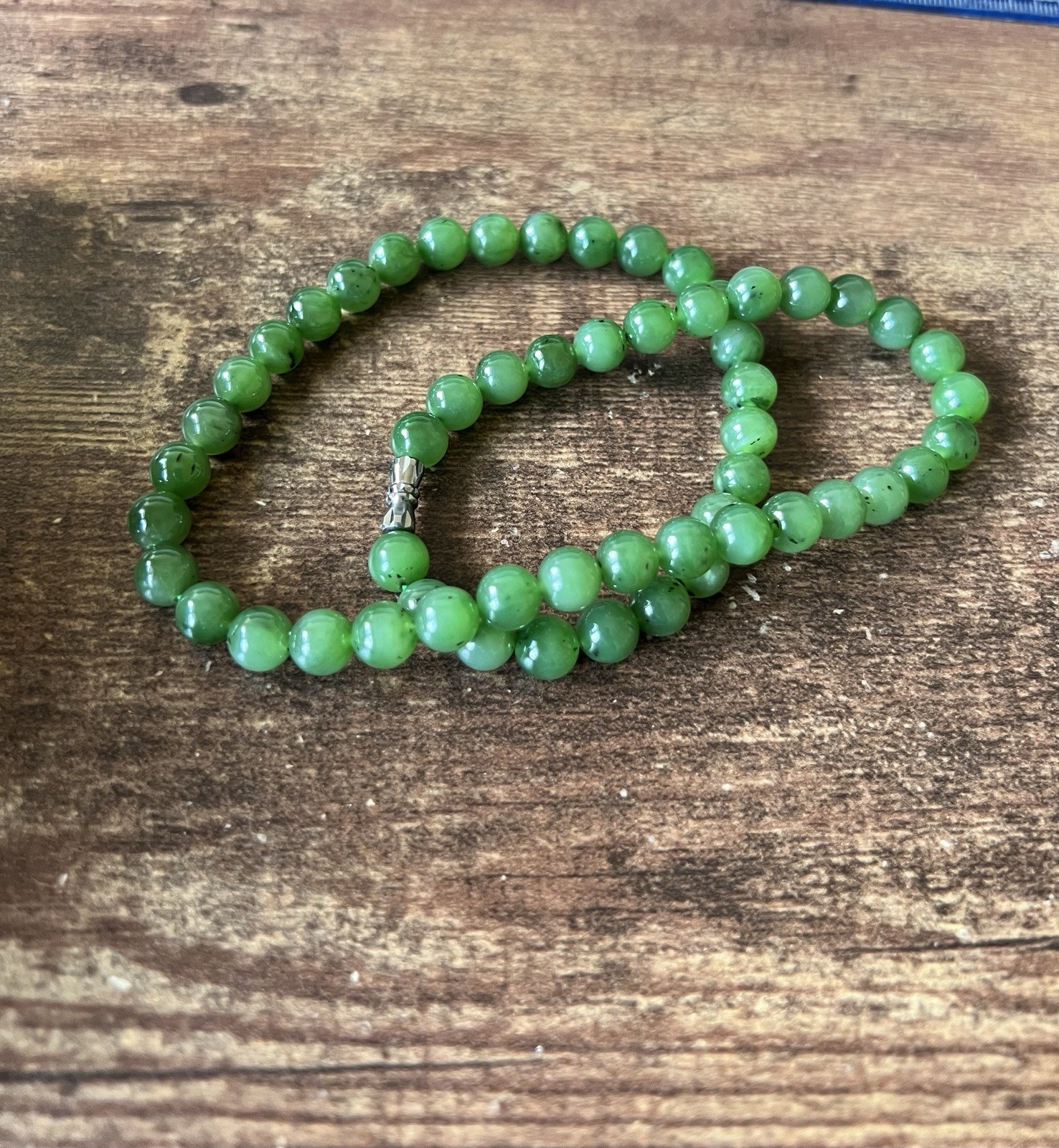 Rich Green 17″ Genuine Nephrite Jade 8mm Bead Necklace H141 3