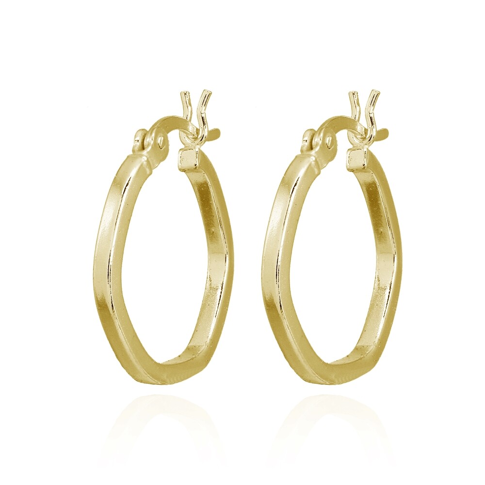 Gold Tone over Silver High Polished Lightweight Square-Tube Small Hoop Earrings