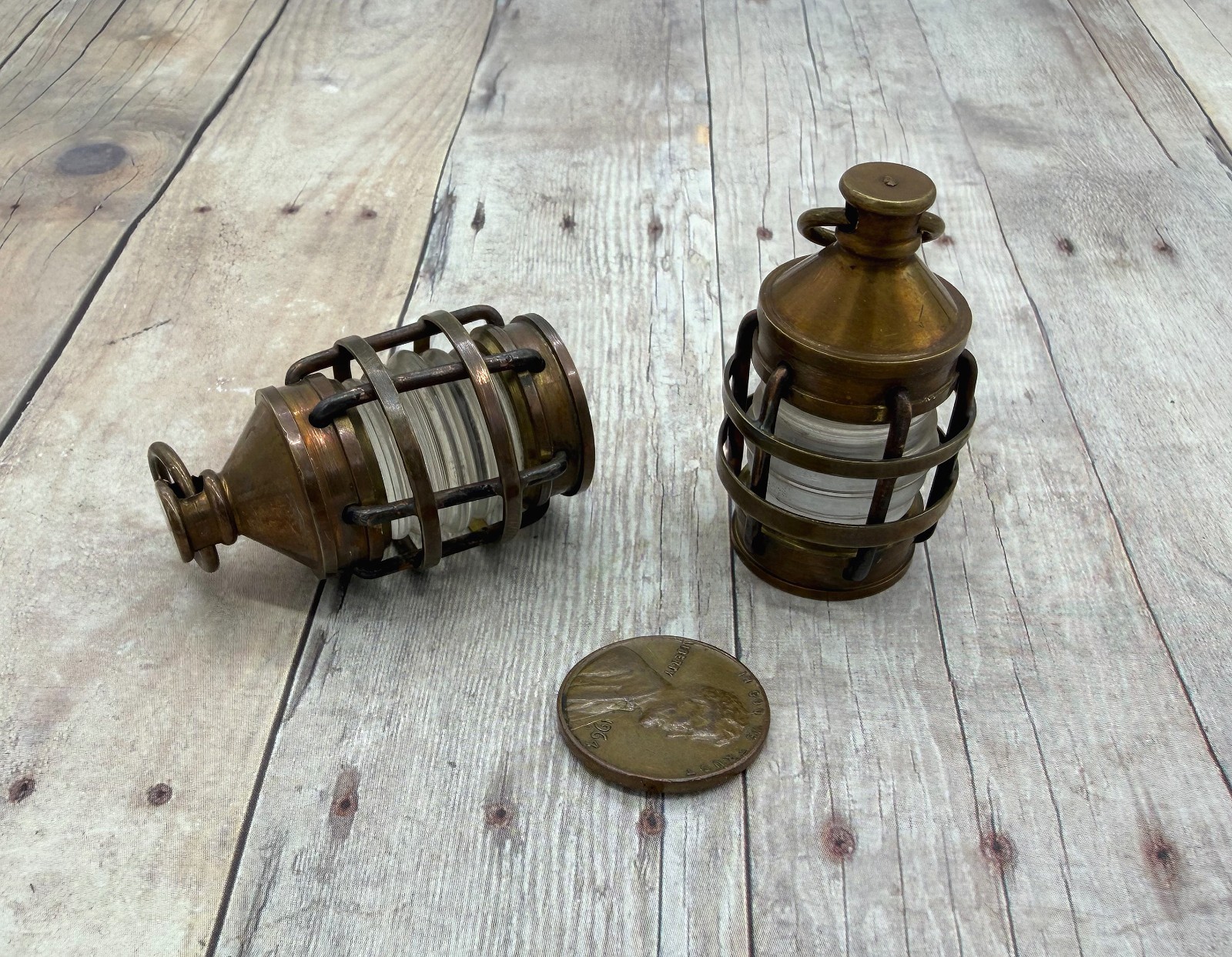 Nautical Brass Ship Lantern Pendant Charm Maritime Lantern Necklace 1.5” Vintage