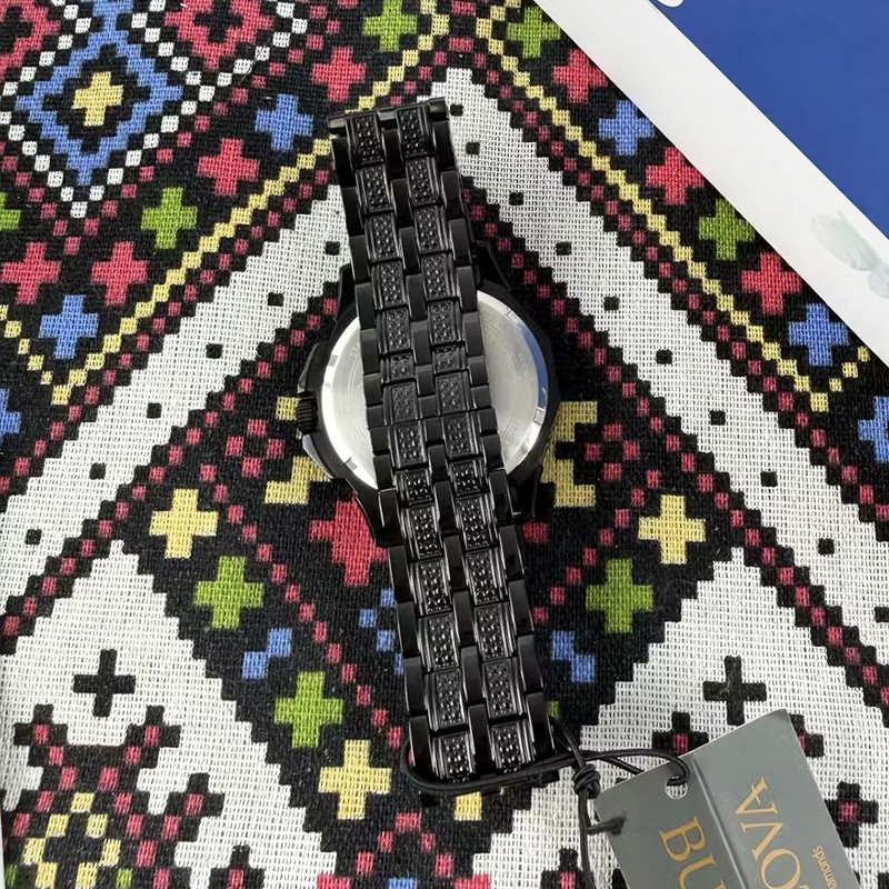 Bulova Classic Octava Crystal Men 98C134 Black Dial Diamond Quartz Watch 41.5mm