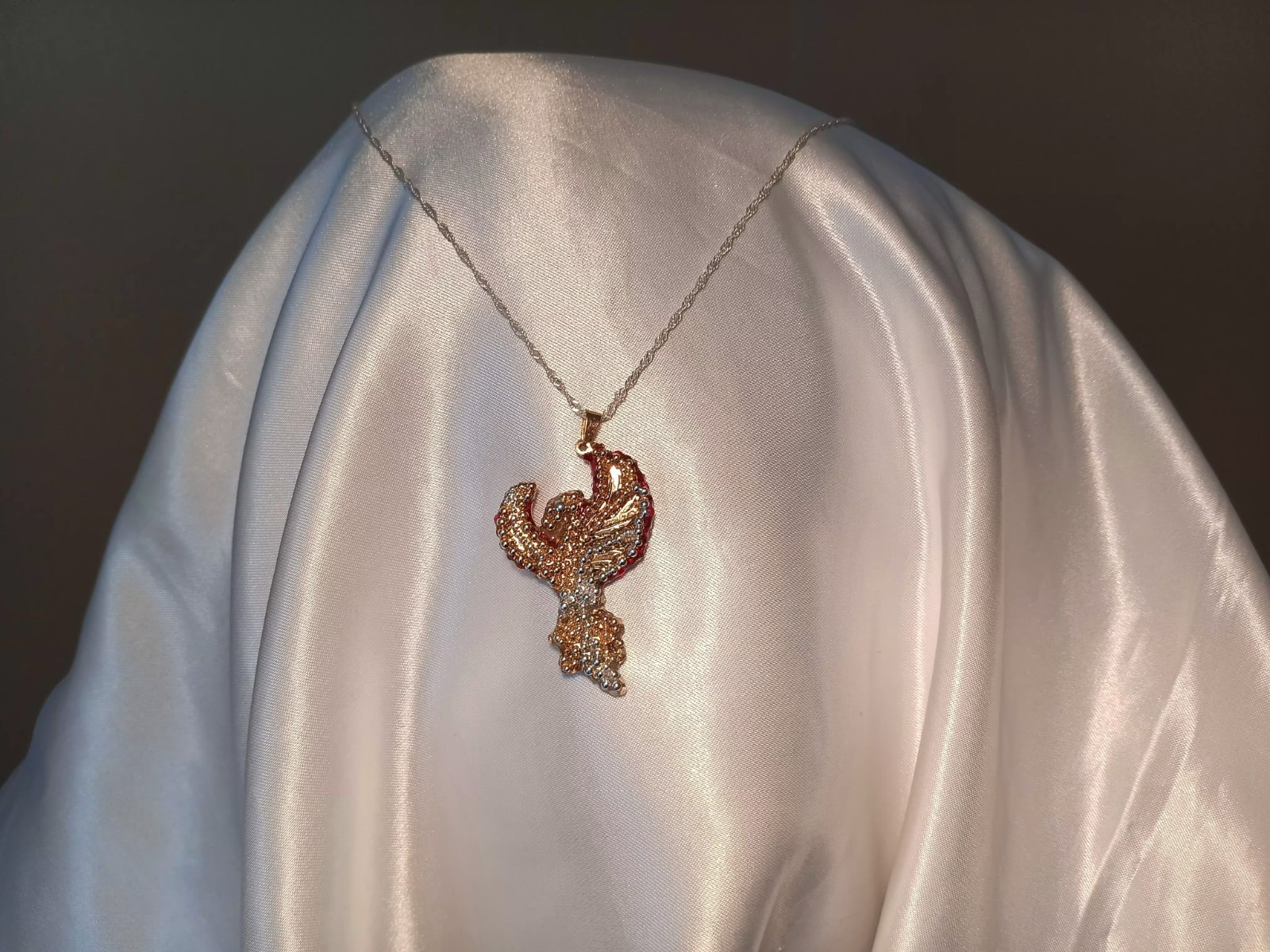 Phoenix Necklace Reversible Pendant Jewelry Crystal Phoenix Gift