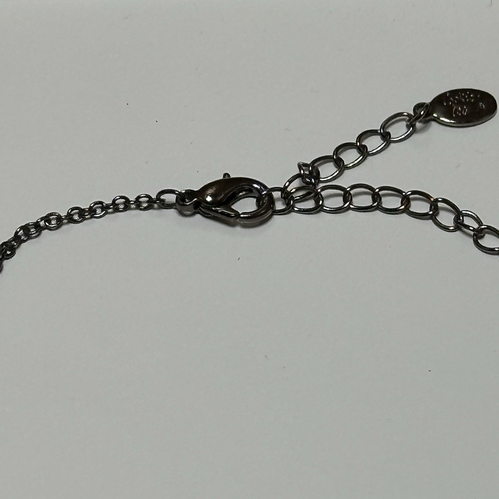 Black Beaded Necklace With Gunmetal Tone Metal Chain