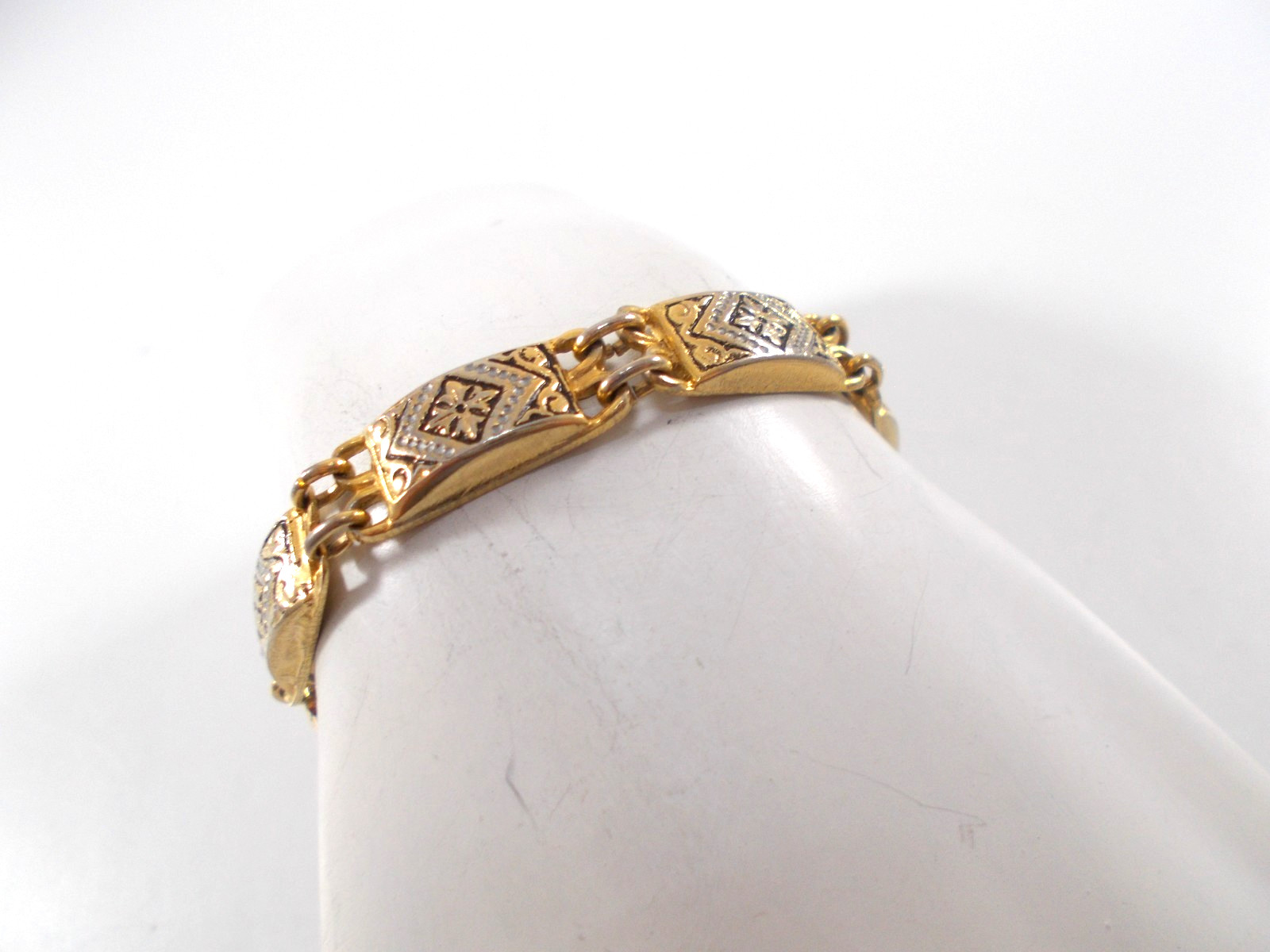 Gold Tone Damascene Style Panel Bracelet Free Shipping
