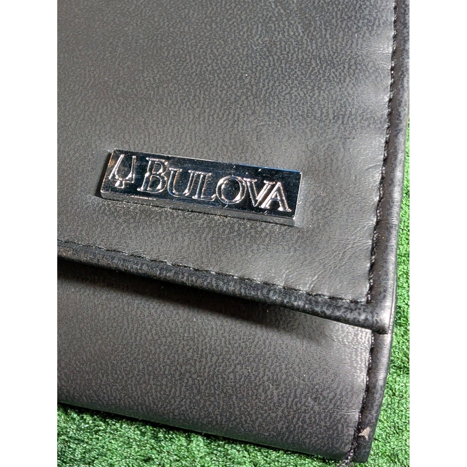 Bulova Black Faux Leather Travel Jewelry Roll Organizer Tri-Fold Case