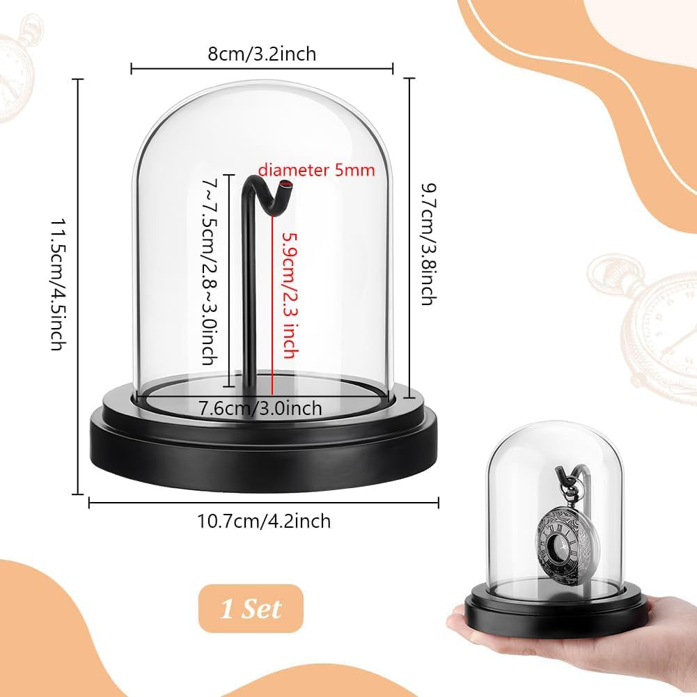 PH Pandahall 3X4 Inch Pocket Watch Display Case Watch Glass Display Dome Cloche