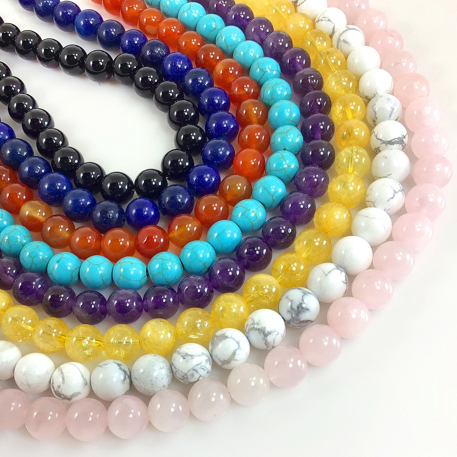 Handmade Gemstone Necklace Jewelry Smooth Round Beaded with Silver Lobster Clasp