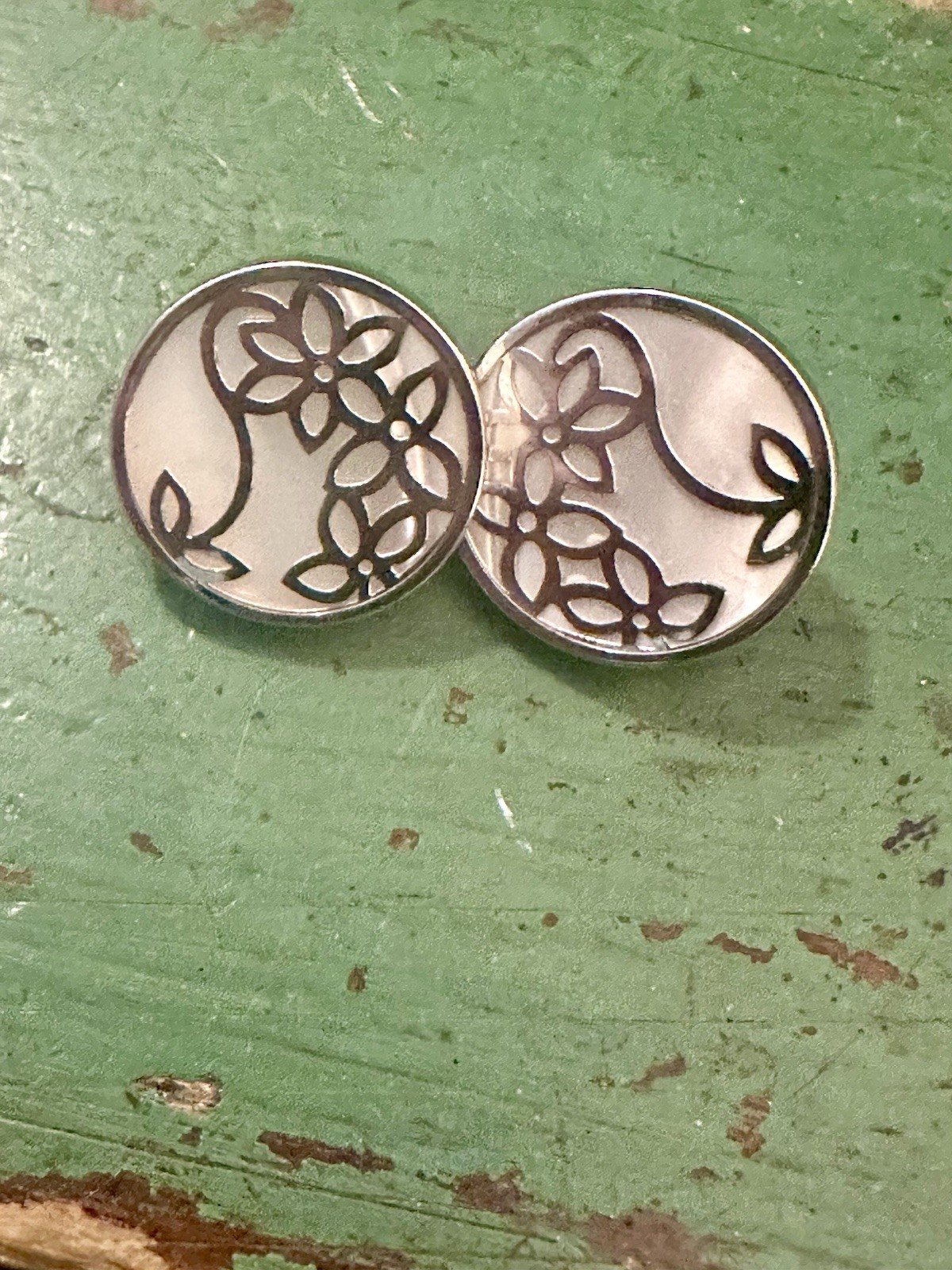 CARLA SS Sterling Silver 925 Designer Signed Mother Of Pearl Post Earrings