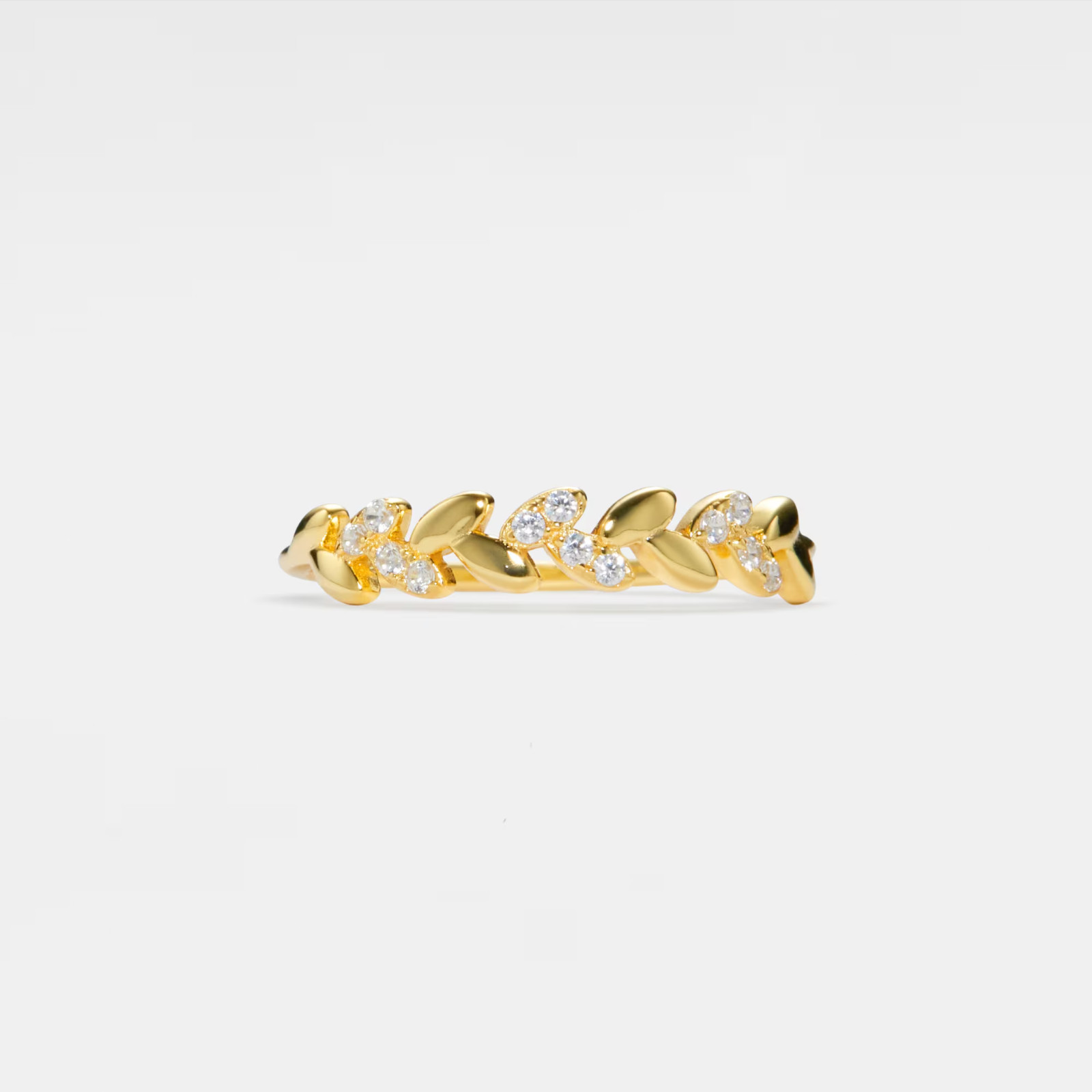 Olive Tree Leaf Stacking Band Ring in 925 Sterling Silver