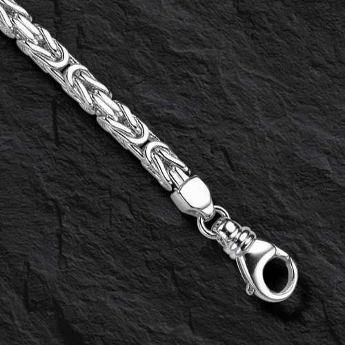 14k White Gold 24″ Mens Solid Byzantine Square Super 4mm 70grams Chain/necklace