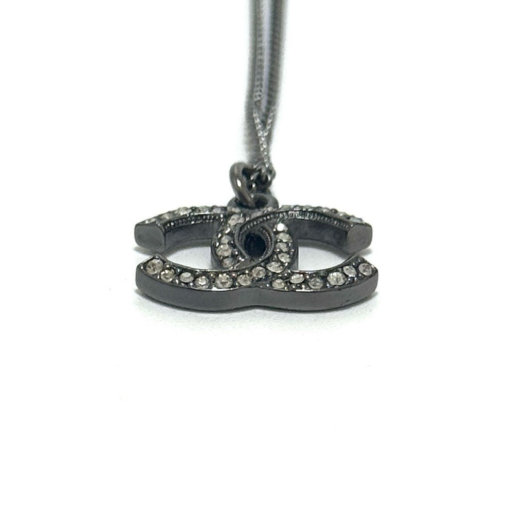 CHANEL A17S CC COCO Necklace Silver Rhinestone ImitationPearl Authentic JAPAN