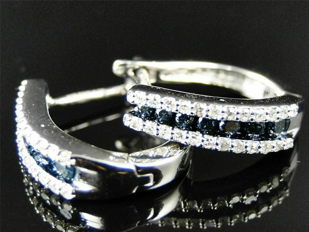 3.00 Ct Round Cut Natural Sapphire Diamond Earring 14k Solid White Gold Stud