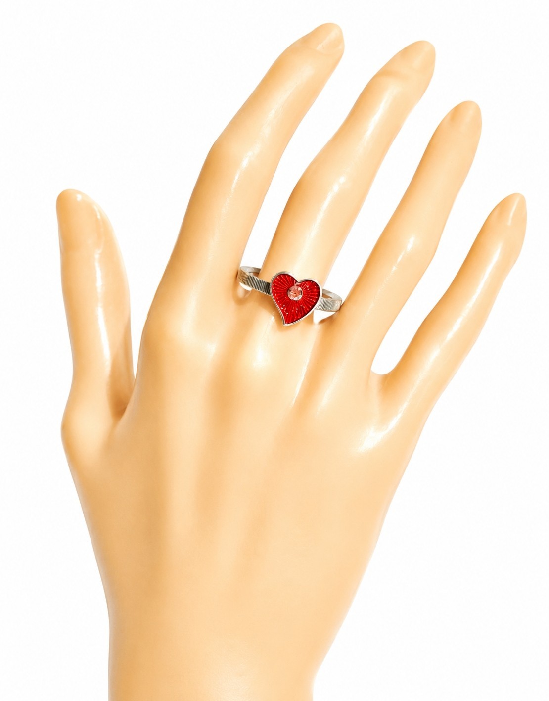 Gucci Sterling Silver Interlocking G Red Heart Enamel Ring sz7 NWT & Box $450