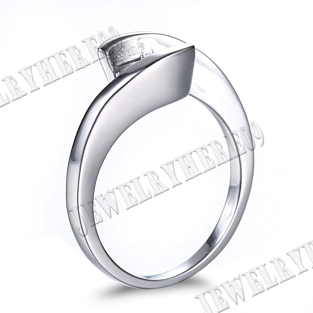 Sterling Silver 925 Tension Simple Solitaire Ring Semi Mount Setting 7mm Round