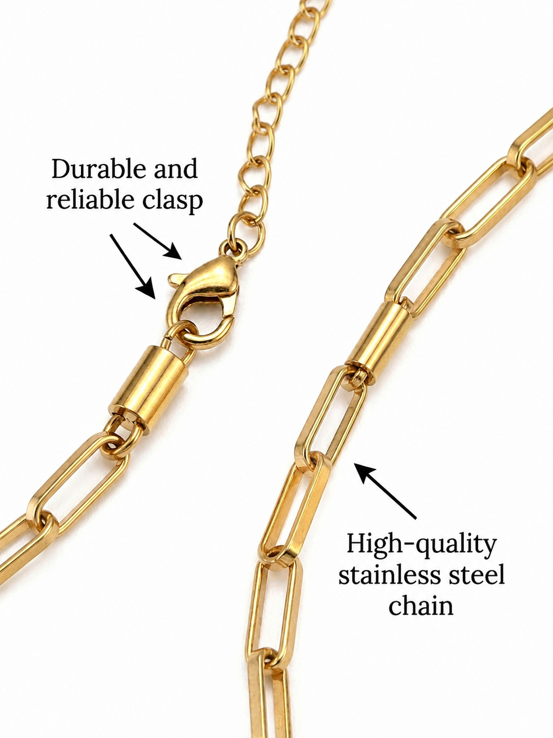 Unisex Stainless Steel Paper Clip Chain Bracelet Adjustable Minimalist Jewelry