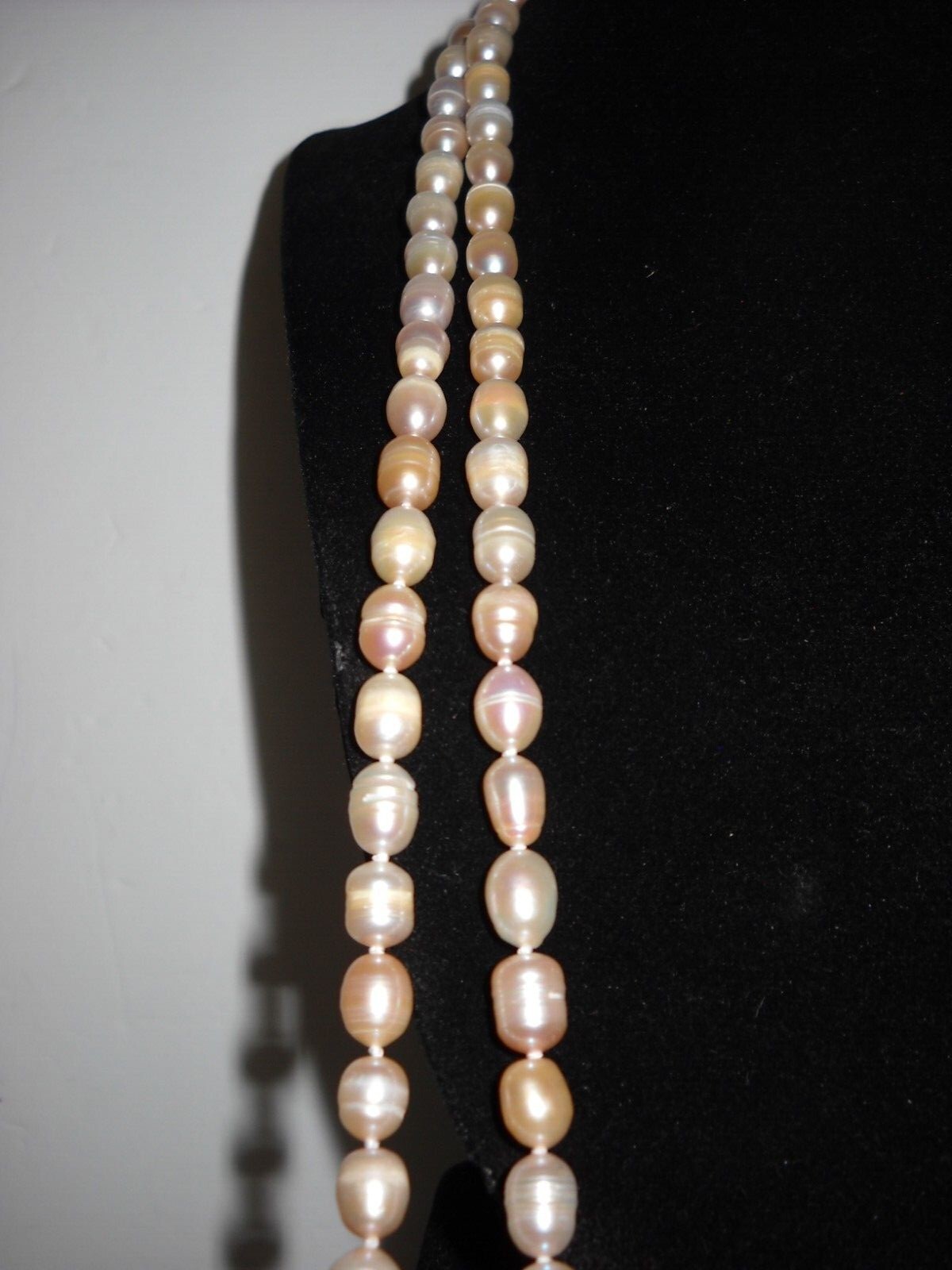 New 66″ Pale Pink Ringed Freshwater Pearls 8.4mm x 6.8mm Necklace Gift Idea #201