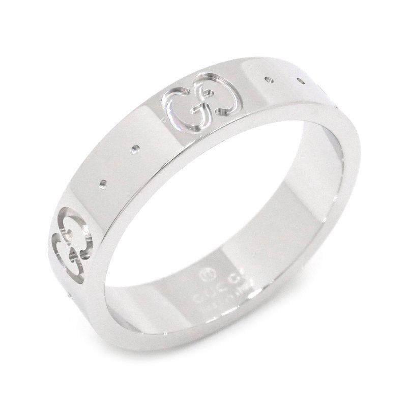 Gucci Icon Slim Ring US 4.5 7.5 K18WG Interlocking G Flat Logo