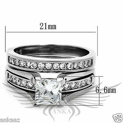 Brilliant Princess Cut Cubic Zircon CZ AAA Wedding Set 5 6 7 8 9 10 11 Tk0W383