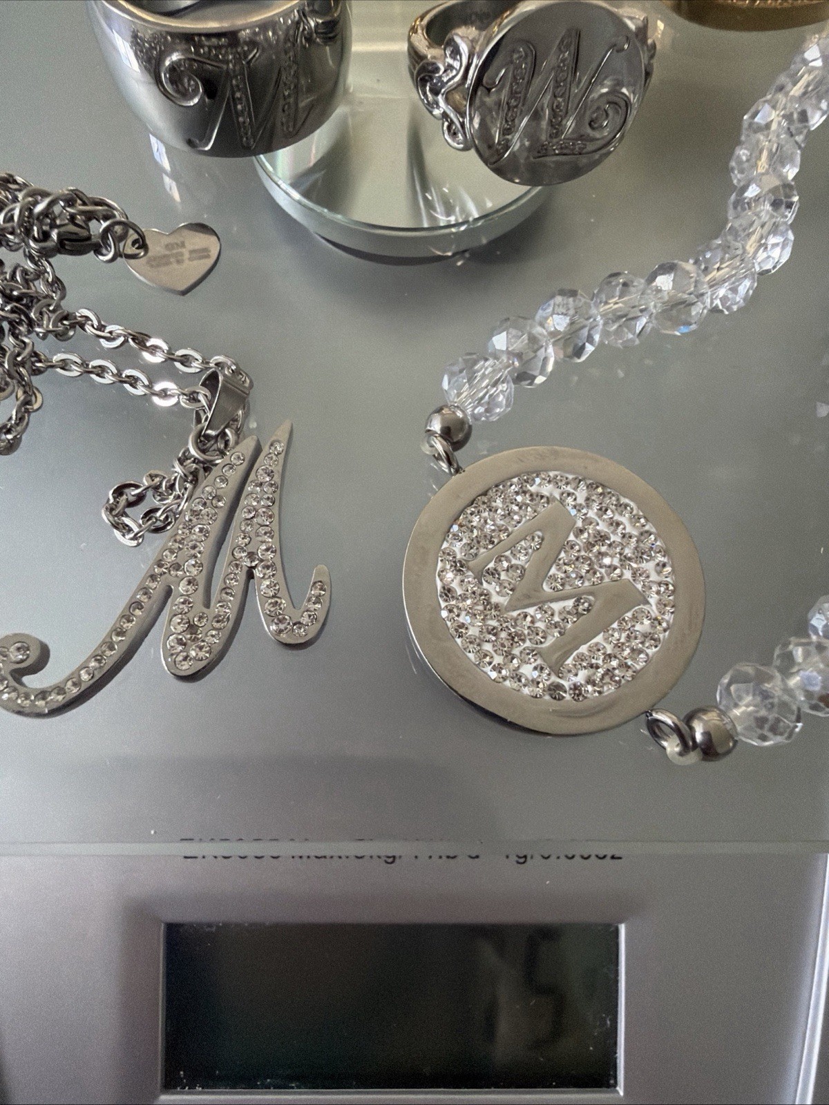 QVC HSN Stainless Steel/ Bronze Monogram “M” Jewelry 75g Lot Of 5