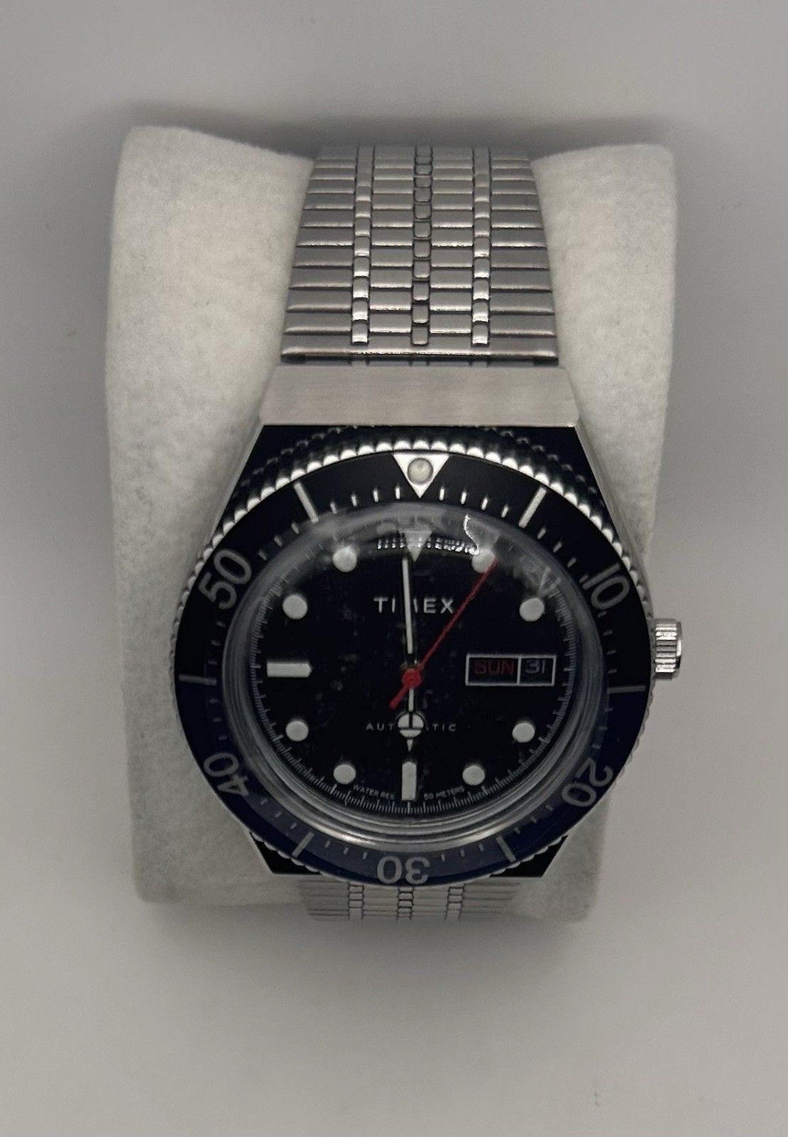 Timex M79 Men’s Batman Bezel Silver Stainless Steel Woven Automatic 40mm Watch