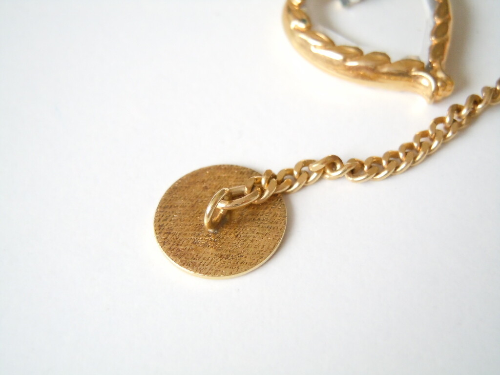 Button Watch Chain Pendant Heart GlassAmerik FBM Friedrich Binder 11 G/25.5 Cm