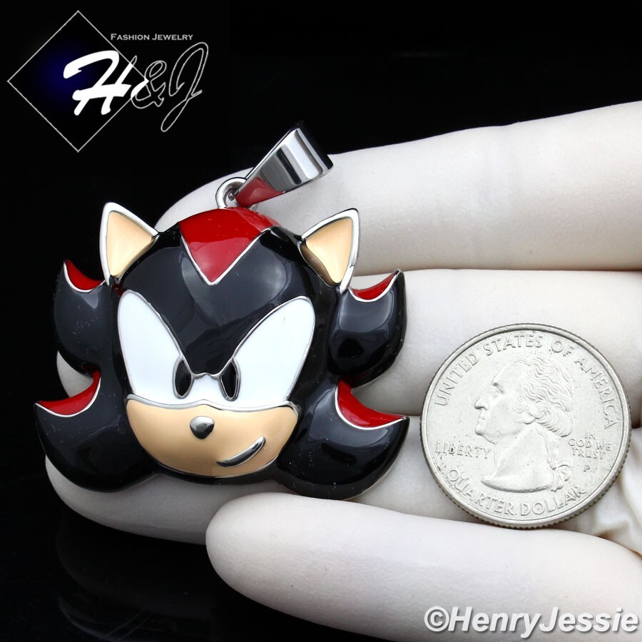 MEN Stainless Steel Black/Red 3D HIPHOP SHADOW Cartoon Pendant*P153