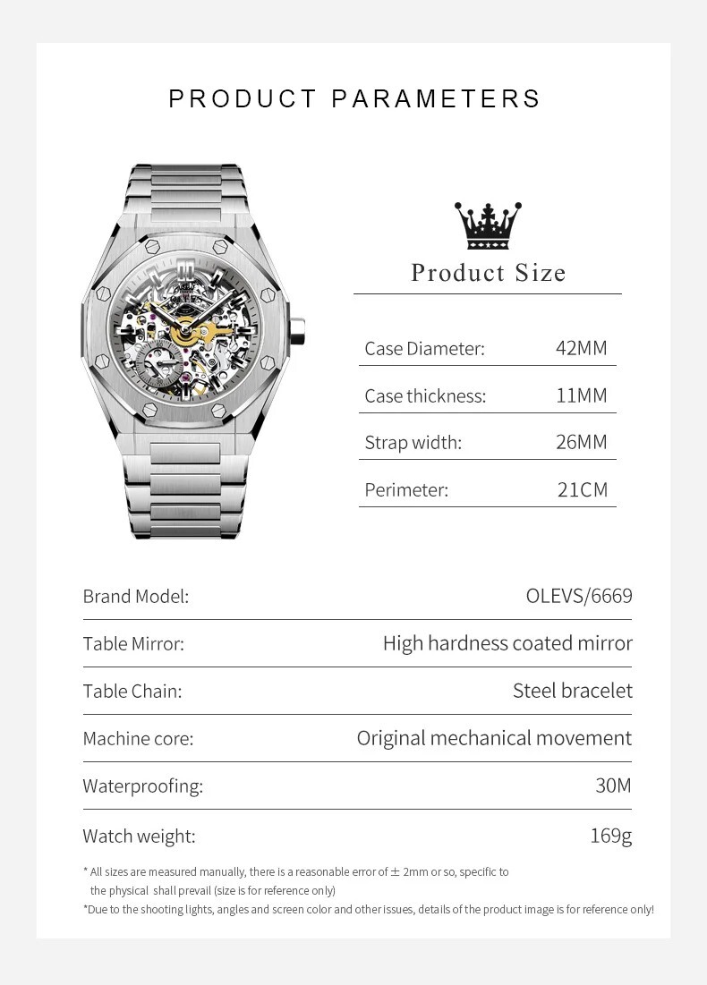 Automatic Mechanical Waterproof Luxury OLEVS Watch Skeleton Men Men’s Strap