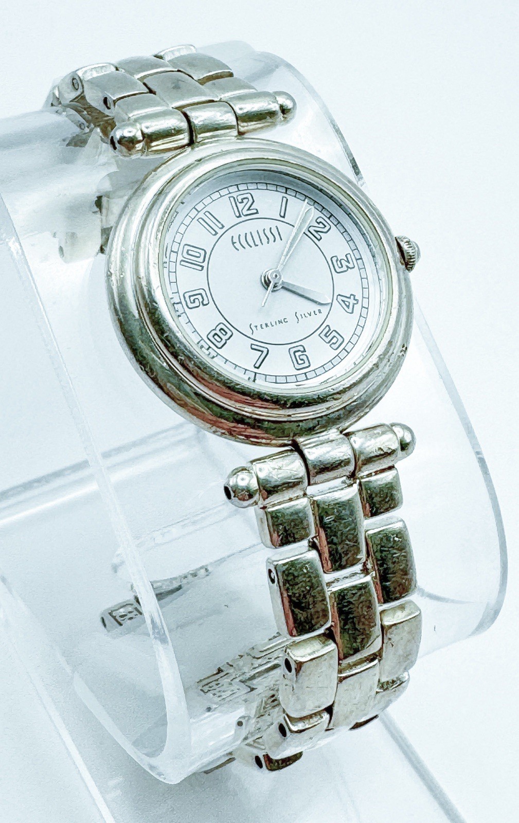 Vintage Ecclissi Women’s Solid Sterling Silver Watch Band 925 New Battery Works