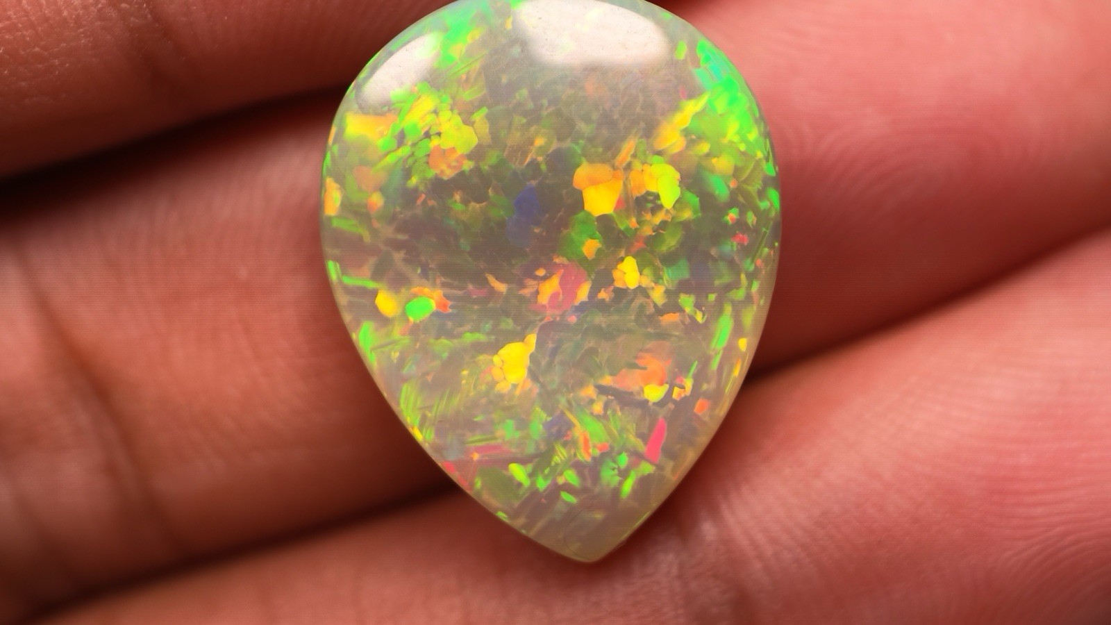 Natural Ethiopian Opal 11.74 Ct Pear Cabochon Play of Color 21.73×17.31mm IGTL