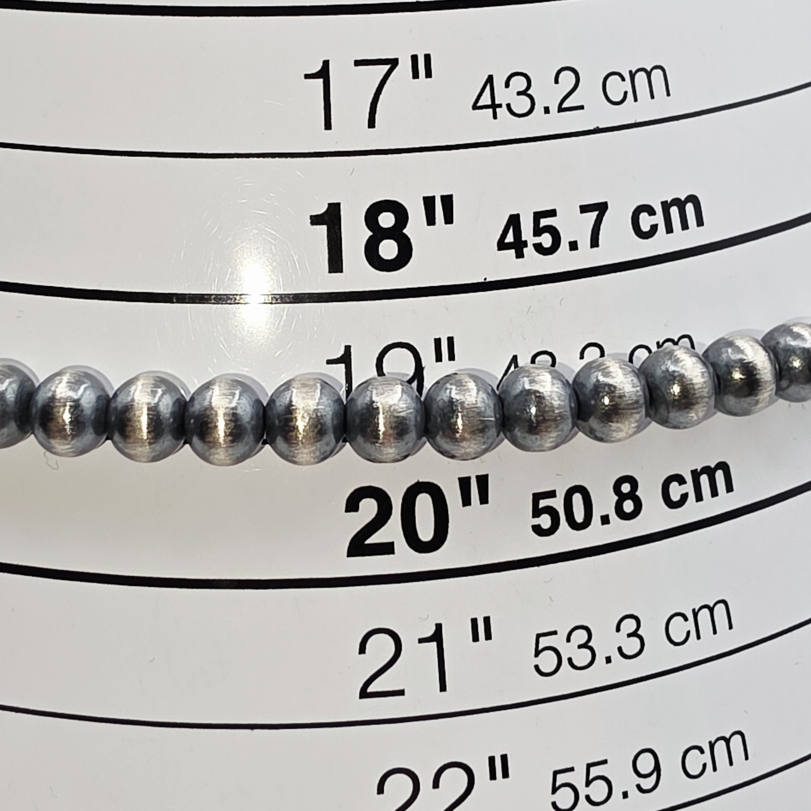Navajo Style Pearl Beaded Necklace 6mm Silver Plated 20” NWT