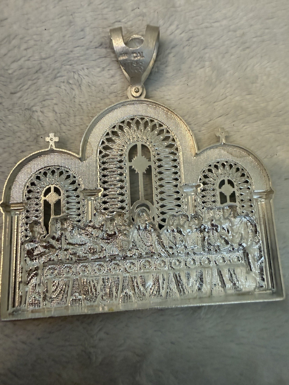 Last Supper Pendant .925 Sterling Silver Big Diamond Cut 40 Grams