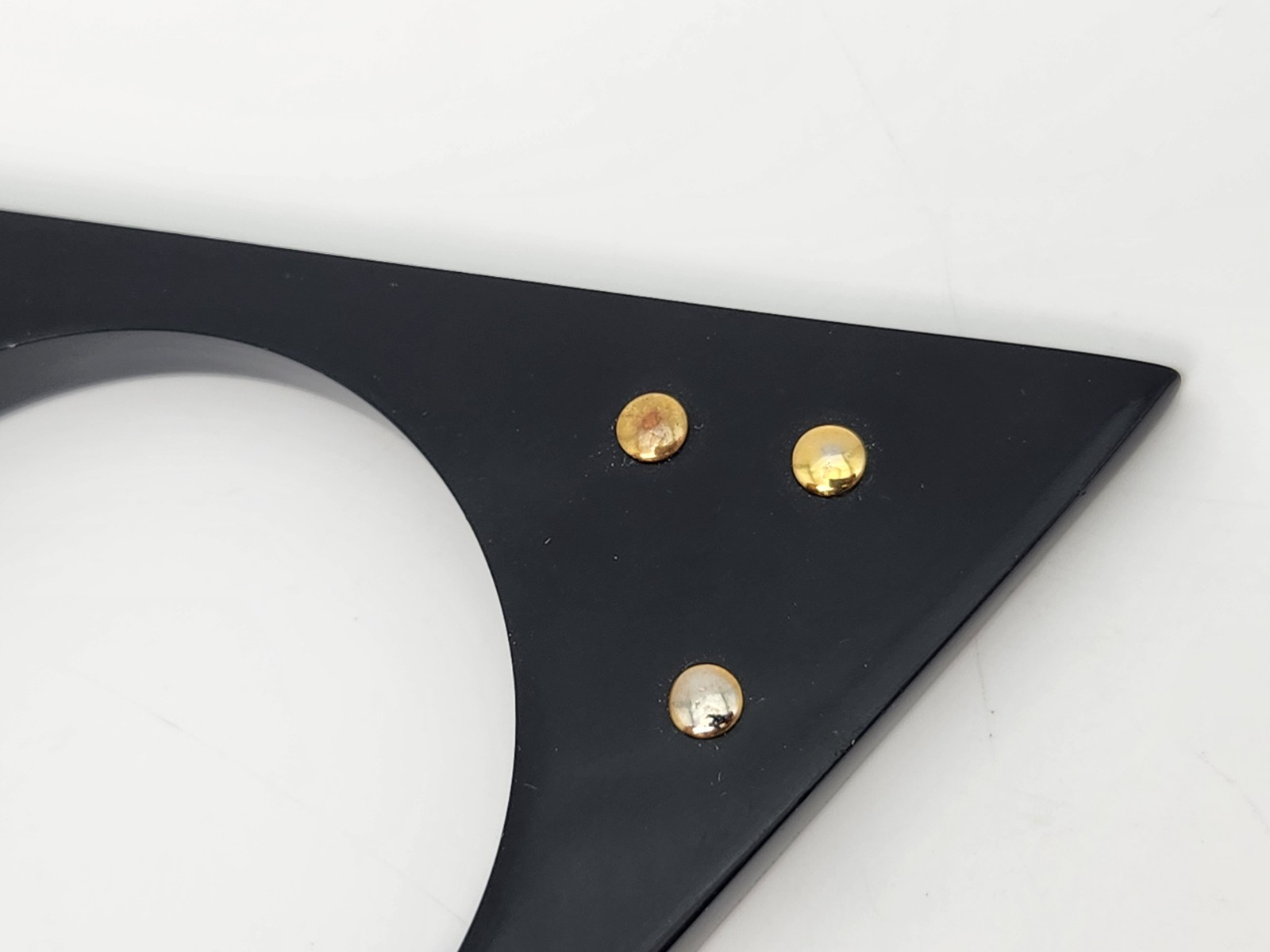 Alexis Bittar Asymmetrical Pentagon Black Lucite Mod Bangle Bracelet