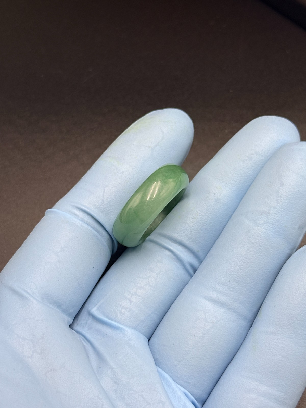 Natural Grade A Jadeite Jade Ring Band Dark Green Size 8