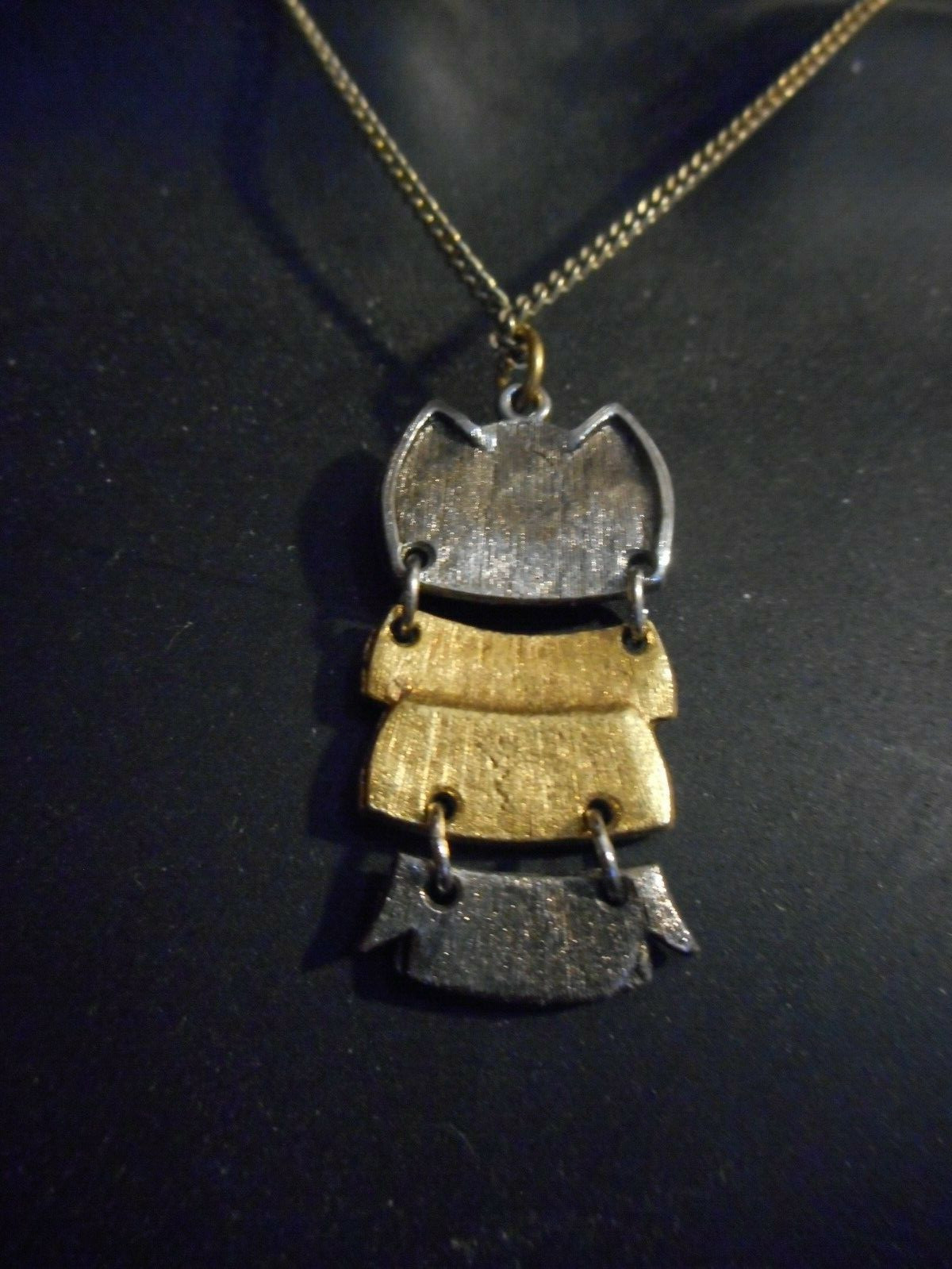 Owl Articulated Pendant Necklace Multi-Color Yellow Eyes- Chain 9 1/8″ L x 3/4″W