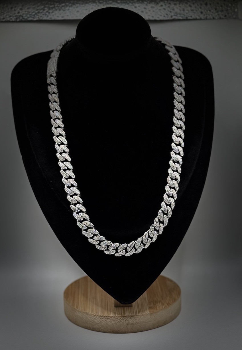 12.3mm VVS Moissanite Miami Cuban Link Chain – Solid 925 Sterling – 22” – 140g