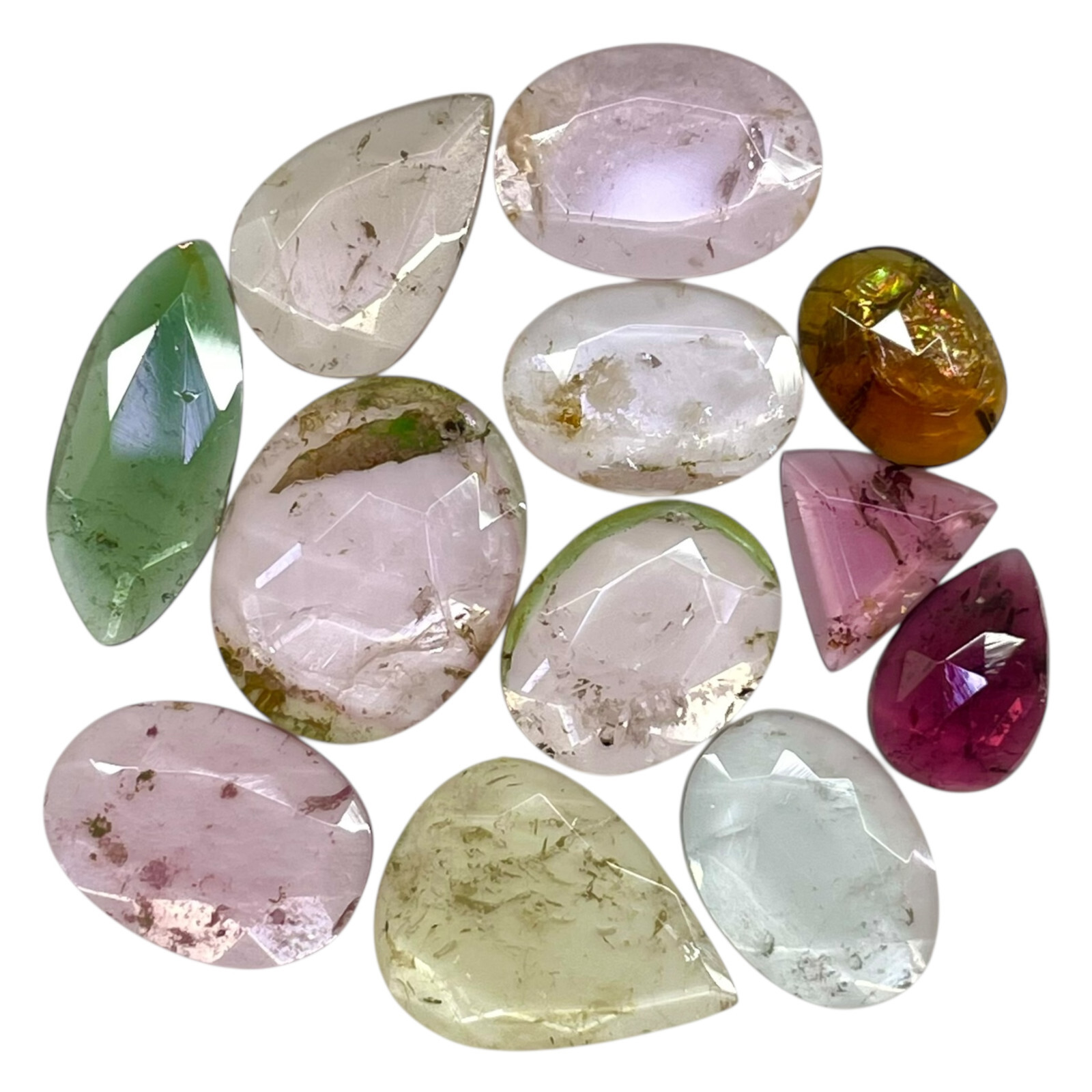 12 Pcs Natural Tourmaline Lot 20.50 Cts Flat Rose Cut Untreated Loose Gemstones