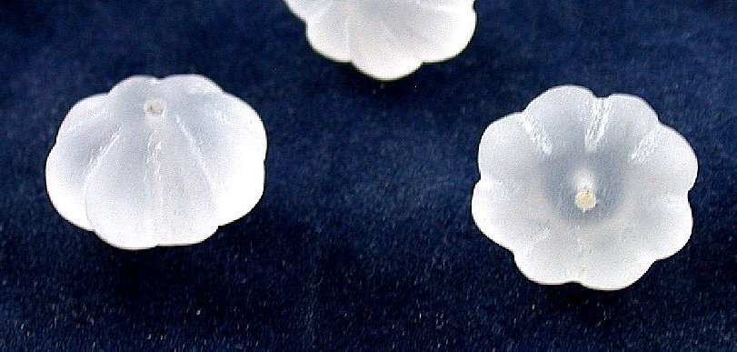 THREE Pumpkin Shaped 3/5 to 7/10 Inch x 1/2 Inch Frosted Crystal Quartz Bead