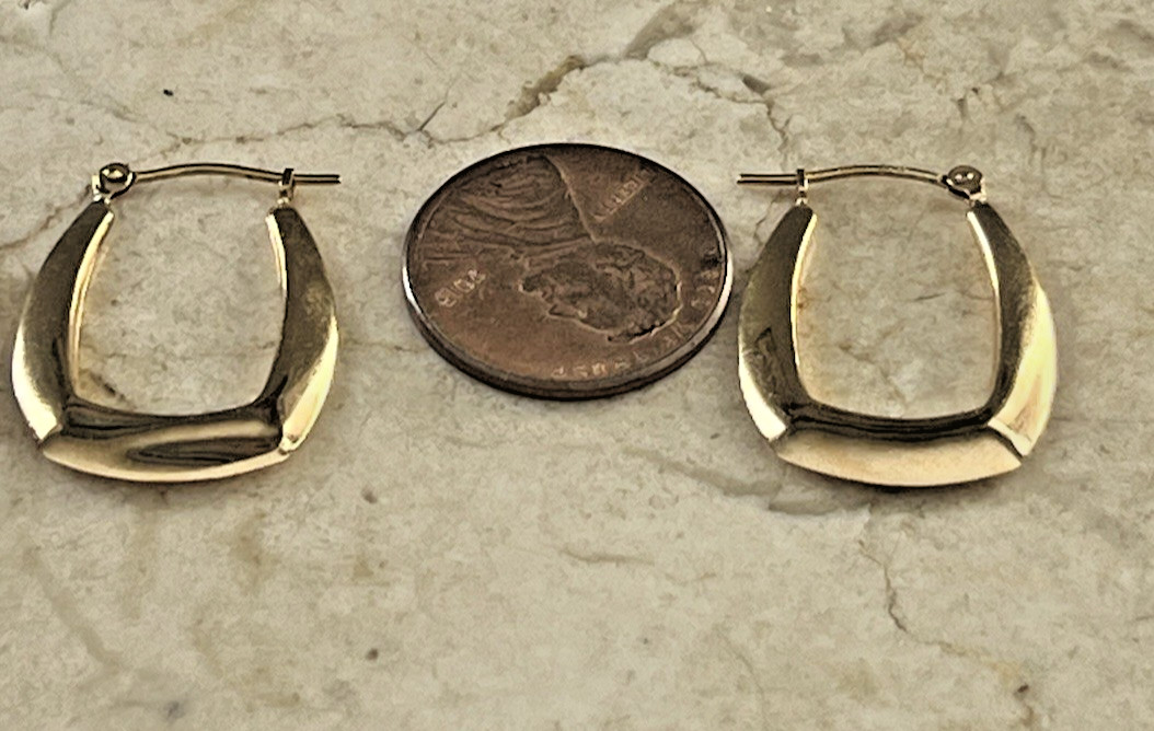 14K Gold Jacmel JCM Bolivia Hoop Style Drop Earrings AS IS