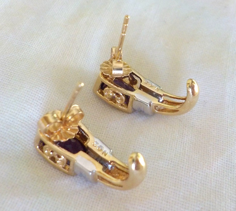 Stunning 14k Multi Gold Amethyst Diamond Earrings – 3.80 gms, 0.70 in, 1.66 ctw