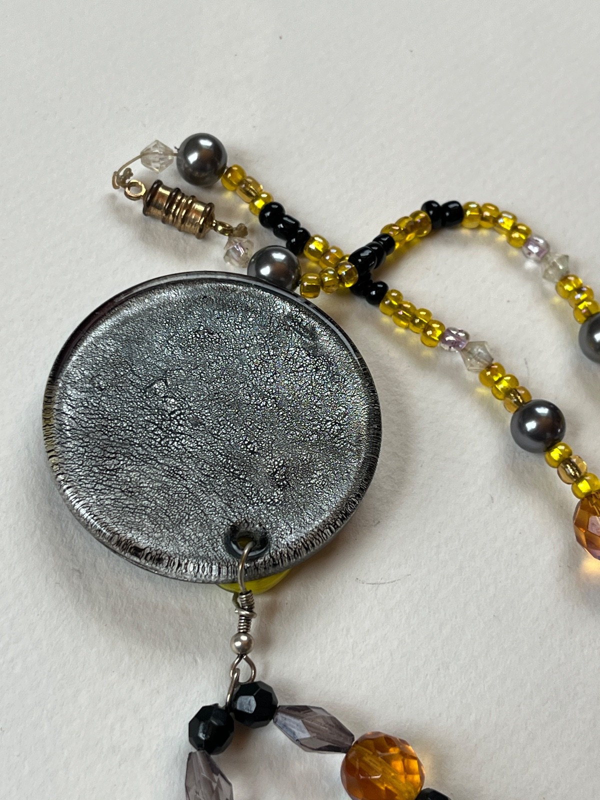 Black Yellow White & Gray Plastic Glass Various Shaped Beads W Black Circle &