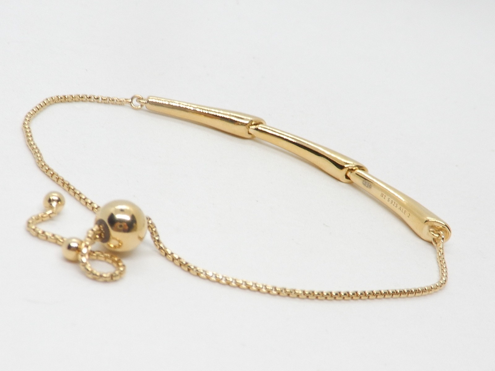 Authentic Pandora 18K Gold Plated Flower Stem Slider Bracelet 23cm 567917CZ-2