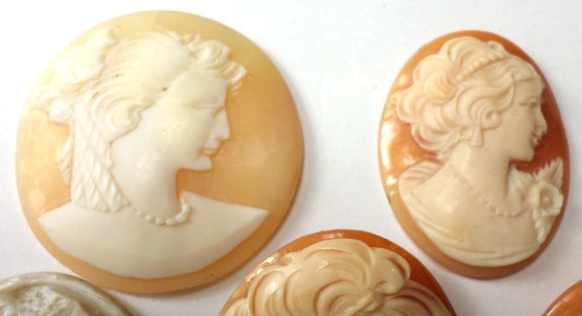 6 Vintage Loose Hand Carved Shell Women L-XL Classic Cameos 45×33 to 30x23mm