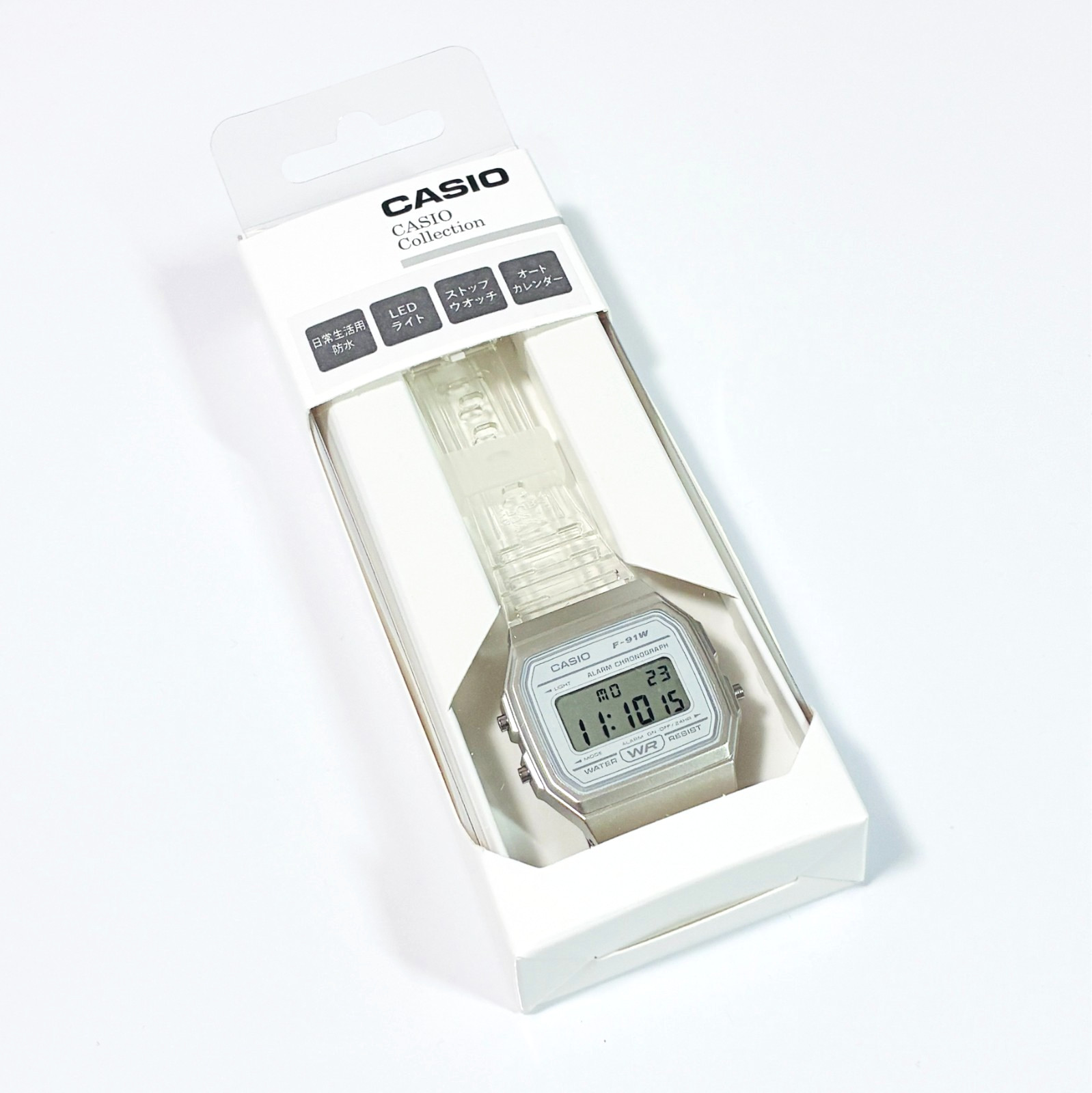 CASIO F-91WS-7JH Classic Digital Watch Clear White Skeleton Japan New