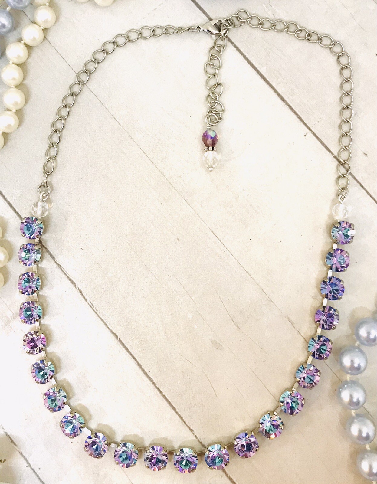 Vitrail Light Crystal Cup Chain Necklace, Lavender Crystal Tennis Necklace