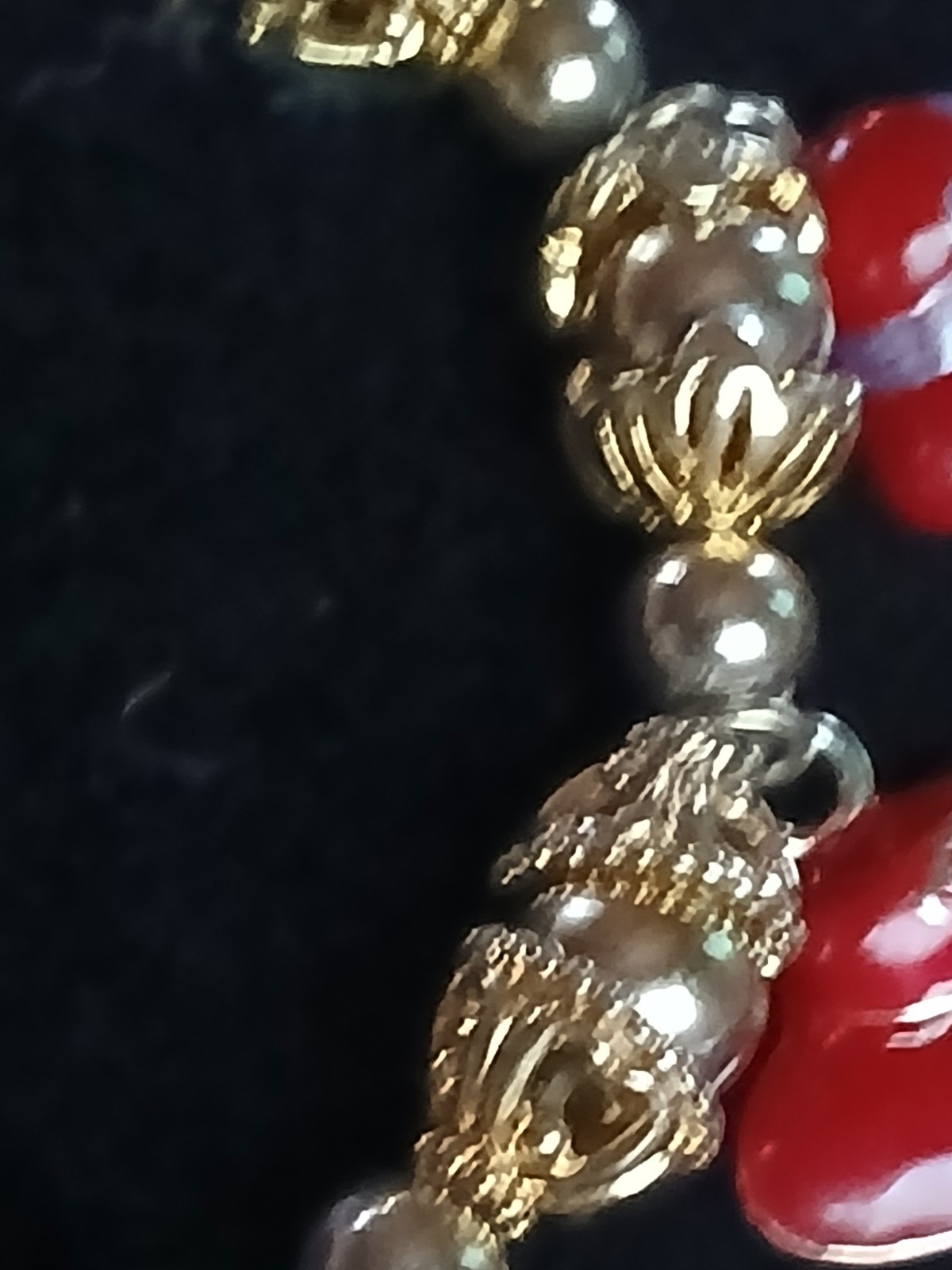 Vintage Red Hat Society Stretch Red and Silver Charm Bracelet Nice